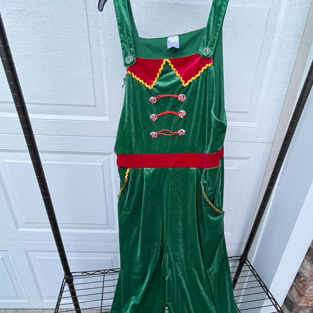 Ladies Elf Costume Jumpsuit, by No Boundaries, Size L (11-13), Green & Red